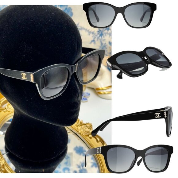 🆕 CHANEL 🧿 NWOT  Square Acetate Polarized Pearl CC Square Sunglasses, 5482-H - Picture 1 of 16